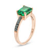 Thumbnail Image 2 of Emerald-Cut Lab-Created Emerald and 0.066 CT. T.W. Black Diamond Ring in 10K Rose Gold