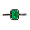 Emerald-Cut Lab-Created Emerald and 0.14 CT. T.W. Black Diamond Frame Ring in 10K Gold