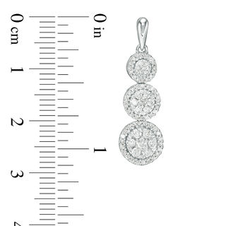 0.95 CT. T.W. Composite Diamond Frame Three-Stone Drop Earrings in 10K Gold