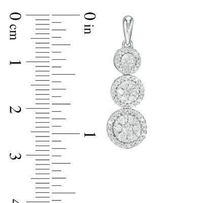 0.95 CT. T.W. Composite Diamond Frame Three-Stone Drop Earrings in 10K Gold