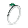 Thumbnail Image 2 of Princess-Cut Lab-Created Emerald and 0.11 CT. T.W. Black Diamond Ring in Sterling Silver