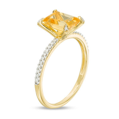 Emerald-Cut Citrine and 0.10 CT. T.W. Diamond Ring in 10K Gold