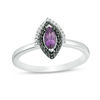 Thumbnail Image 0 of Marquise Amethyst and 0.11 CT. T.W. Enhanced Black and White Diamond Frame Ring in Sterling Silver