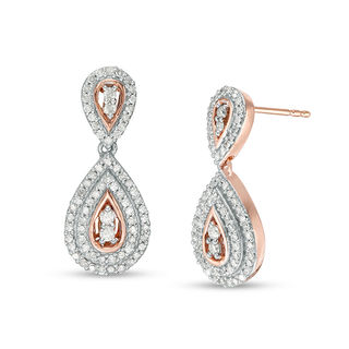 0.58 CT. T.W. Diamond Frame Teardrop Earrings in 10K Rose Gold