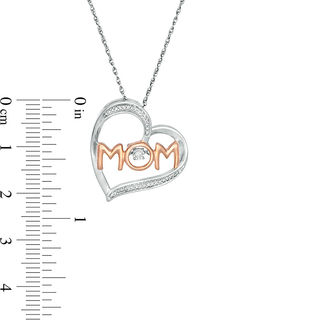 Unstoppable Love™ 0.04 CT. T.W. Diamond "MOM" Tilted Heart Pendant in Sterling Silver with 14K Rose Gold Plate