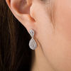 0.58 CT. T.W. Diamond Frame Teardrop Earrings in 10K White Gold