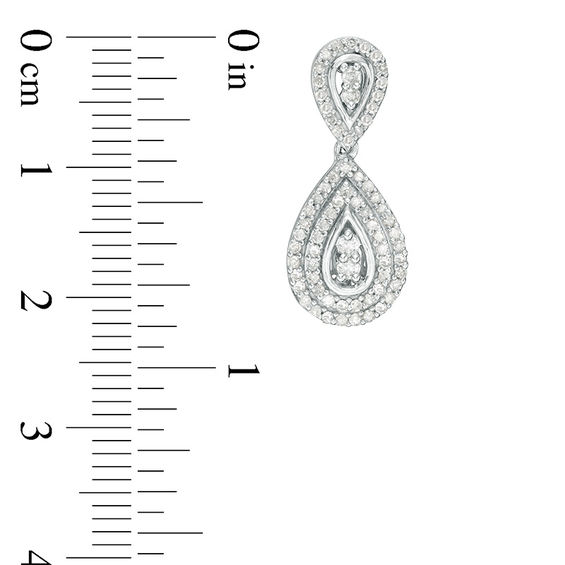 0.58 CT. T.W. Diamond Frame Teardrop Earrings in 10K White Gold