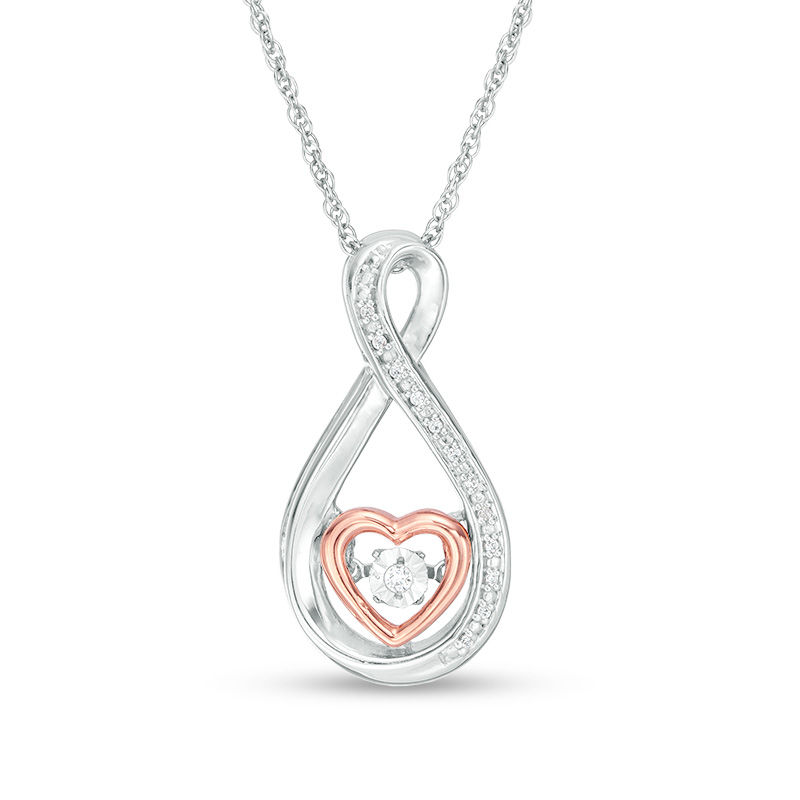 Unstoppable Love™ Diamond Accent Infinity and Heart Pendant in Sterling Silver with 14K Rose Gold Plate|Peoples Jewellers