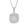 0.37 CT. T.W. Composite Diamond Double Cushion Frame Pendant in 10K Gold