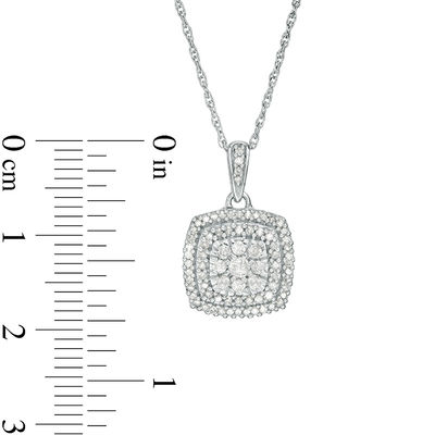 0.37 CT. T.W. Composite Diamond Double Cushion Frame Pendant in 10K Gold