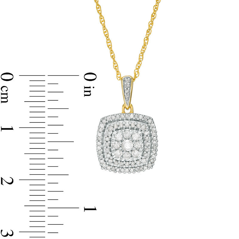 Main Image 3 of 0.37 CT. T.W. Composite Diamond Double Cushion Frame Pendant in 10K Gold