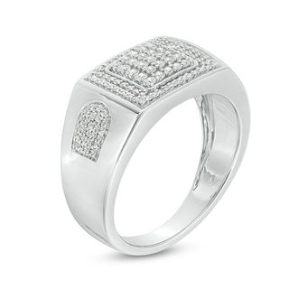 Men's 0.45 CT. T.W. Composite Diamond Square Frame Ring in Sterling ...