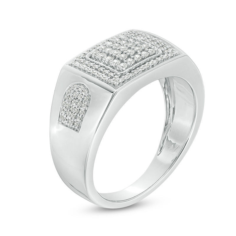 Men's 0.45 CT. T.W. Composite Diamond Square Frame Ring in Sterling Silver|Peoples Jewellers