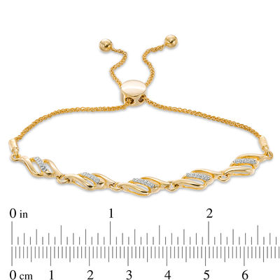 0.18 CT. T.W. Diamond Wave Bolo Bracelet in 10K Gold - 9.5"