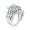 Thumbnail Image 3 of 1.23 CT. T.W. Multi-Diamond Square Frame Vintage-Style Multi-Row Bridal Set in 10K White Gold