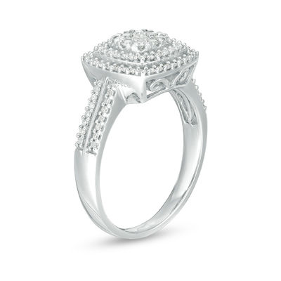 0.37 CT. T.W. Diamond Double Cushion Frame Ring in 10K White Gold