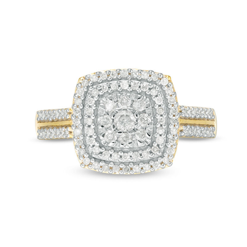 0.37 CT. T.W. Diamond Double Cushion Frame Ring in 10K Gold|Peoples Jewellers