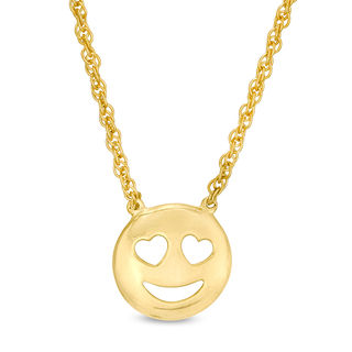 Smiley Face with Heart-Eyes Necklace in Sterling Silver with 14K Gold Plate