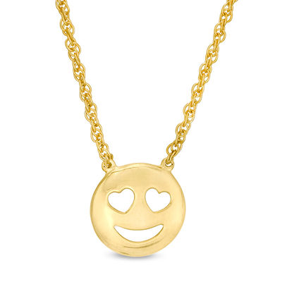 Smiley Face with Heart-Eyes Necklace in Sterling Silver with 14K Gold Plate