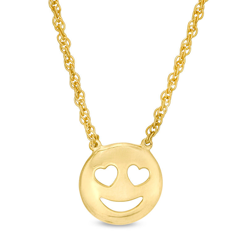 Smiley Face with Heart-Eyes Necklace in Sterling Silver with 14K Gold Plate|Peoples Jewellers