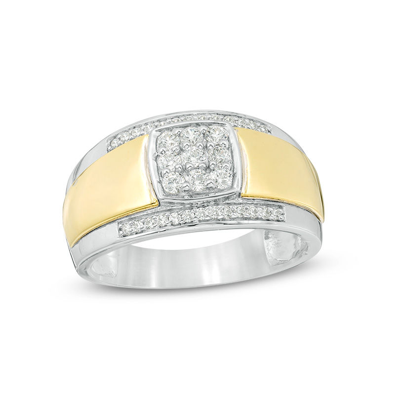 Men's 0.37 CT. T.W. Composite Diamond Stepped Edge Ring in 10K Two-Tone Gold|Peoples Jewellers
