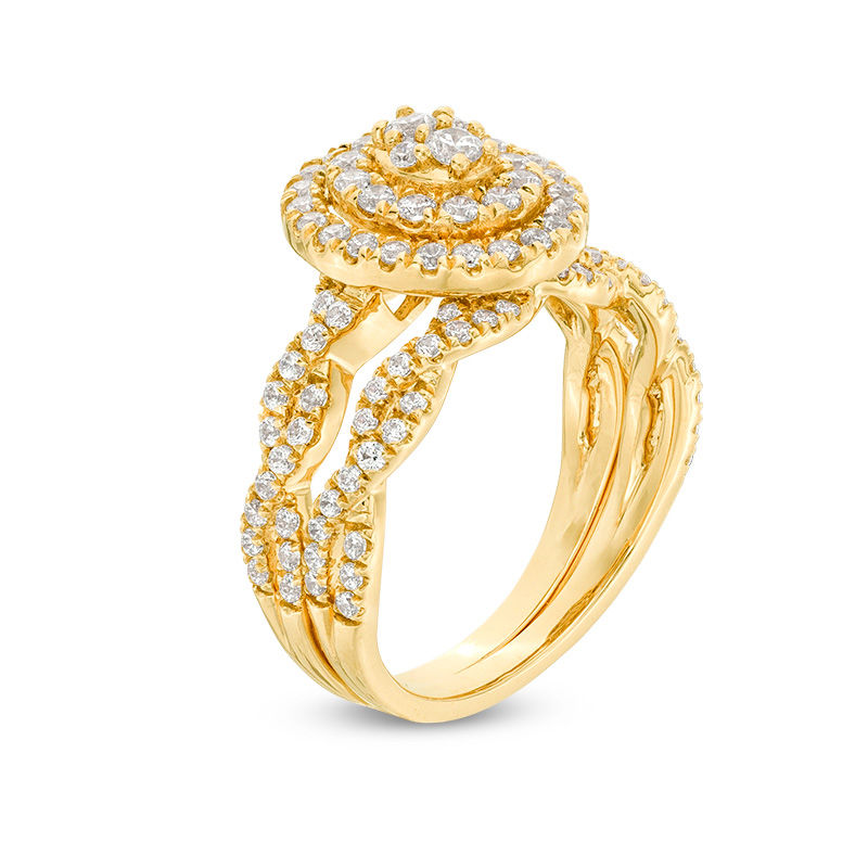 0.69 CT. T.W. Composite Diamond Double Oval Frame Twist Bridal Set in 10K Gold|Peoples Jewellers