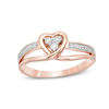 Thumbnail Image 0 of 0.116 CT. T.W. Diamond Ribbon Heart-Shaped Ring in 10K Rose Gold