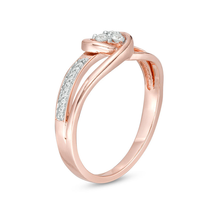 0.116 CT. T.W. Diamond Ribbon Heart-Shaped Ring in 10K Rose Gold|Peoples Jewellers
