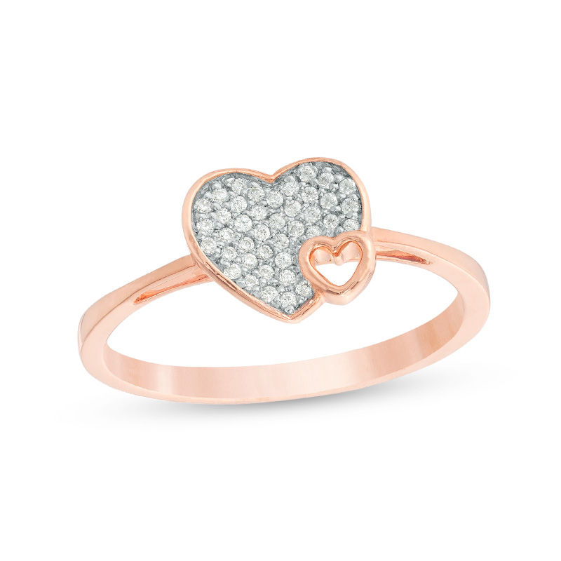 0.116 CT. T.W. Composite Diamond Heart-Shaped Ring in 10K Rose Gold|Peoples Jewellers