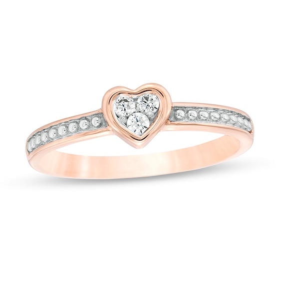 0.065 CT. T.W. Diamond Heart-Shaped Ring in 10K Rose Gold