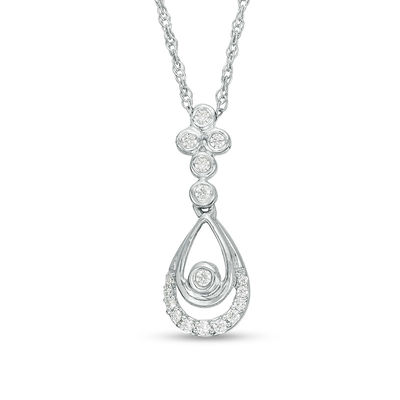 0.18 CT. T.W. Diamond Double Teardrop Pendant in Sterling Silver