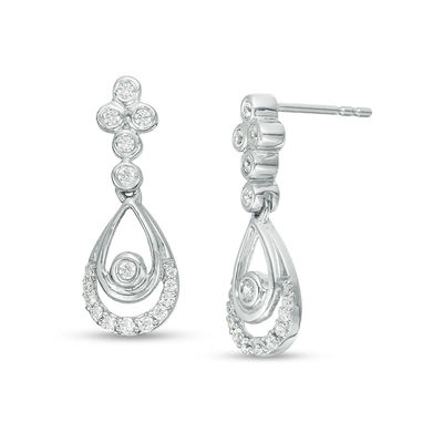 0.23 CT. T.W. Diamond Double Teardrop Earrings in Sterling Silver