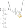 0.04 CT. T.W. Diamond Heartbeat and Cat Outline Dangle Necklace in Sterling Silver and 10K Gold