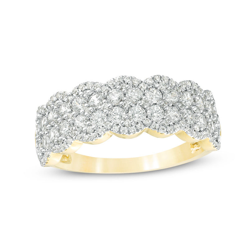 0.95 CT. T.W. Diamond Double Row Scallop-Edge Band in 10K Gold|Peoples Jewellers