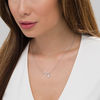 Thumbnail Image 1 of Diamond Accent Heartbeat and Paw Print Dangle Necklace in Sterling Silver