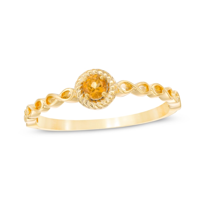2.9mm Citrine Solitaire Rope Frame Infinity Shank Promise Ring in 10K Gold|Peoples Jewellers