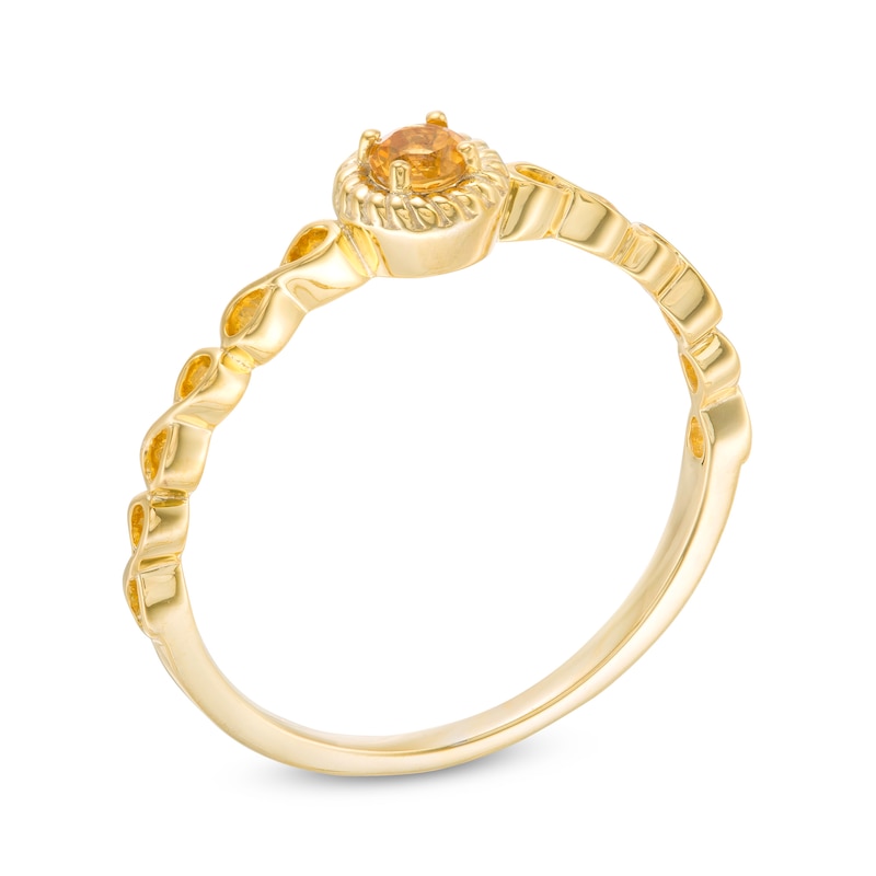 2.9mm Citrine Solitaire Rope Frame Infinity Shank Promise Ring in 10K Gold|Peoples Jewellers