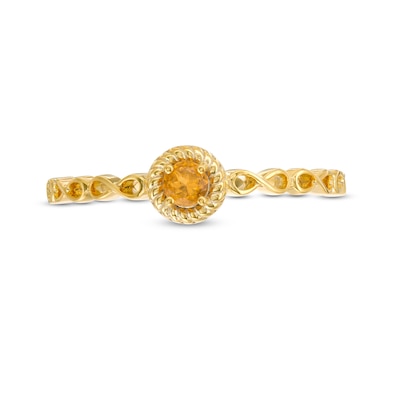 2.9mm Citrine Solitaire Rope Frame Infinity Shank Promise Ring in 10K Gold