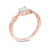 Thumbnail Image 1 of 5.0mm Lab-Created White Sapphire Solitaire Twist Shank Promise Ring in 10K Rose Gold