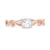 Thumbnail Image 2 of 5.0mm Lab-Created White Sapphire Solitaire Twist Shank Promise Ring in 10K Rose Gold