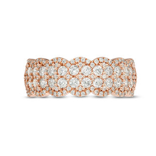 0.95 CT. T.W. Diamond Double Row Scallop-Edge Band in 10K Rose Gold