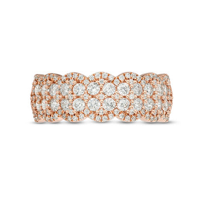 0.95 CT. T.W. Diamond Double Row Scallop-Edge Band in 10K Rose Gold