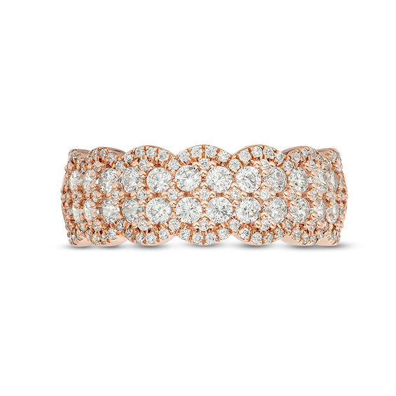 0.95 CT. T.W. Diamond Double Row Scallop-Edge Band in 10K Rose Gold