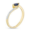 Sideways Marquise Lab-Created Blue Sapphire and Diamond Accent Bypass Promise Ring in 10K Gold