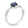 Thumbnail Image 1 of 6.0mm Heart-Shaped Lab-Created Blue Sapphire and 0.04 CT. T.W. Diamond Crossover Bypass Promise Ring in Sterling Silver