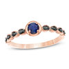 Lab-Created Blue Sapphire and 0.04 CT. T.W. Black Diamond Marquise Side Accent Promise Ring in 10K Rose Gold