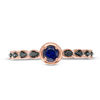 Lab-Created Blue Sapphire and 0.04 CT. T.W. Black Diamond Marquise Side Accent Promise Ring in 10K Rose Gold