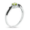 4.0mm Peridot and 0.145 CT. T.W. Enhanced Black and White Diamond Frame Crossover Loop Promise Ring in 10K White Gold