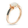 Cushion-Cut Lab-Created Opal and 0.04 CT. T.W. Black Diamond Criss-Cross Loop Promise Ring in 10K Rose Gold