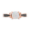 Cushion-Cut Lab-Created Opal and 0.04 CT. T.W. Black Diamond Criss-Cross Loop Promise Ring in 10K Rose Gold